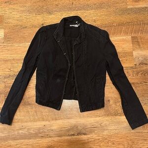 DKNY Y2K 90s Hook & Eye Corset Style Black Button Up Jacket B17